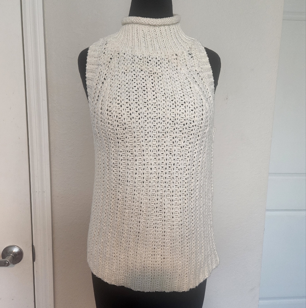 Anthropologie Cream Knit Sleeveless Top